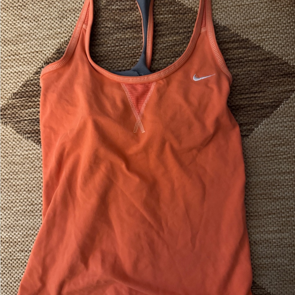 Nike Orange Fitted Tank Top with Racerback